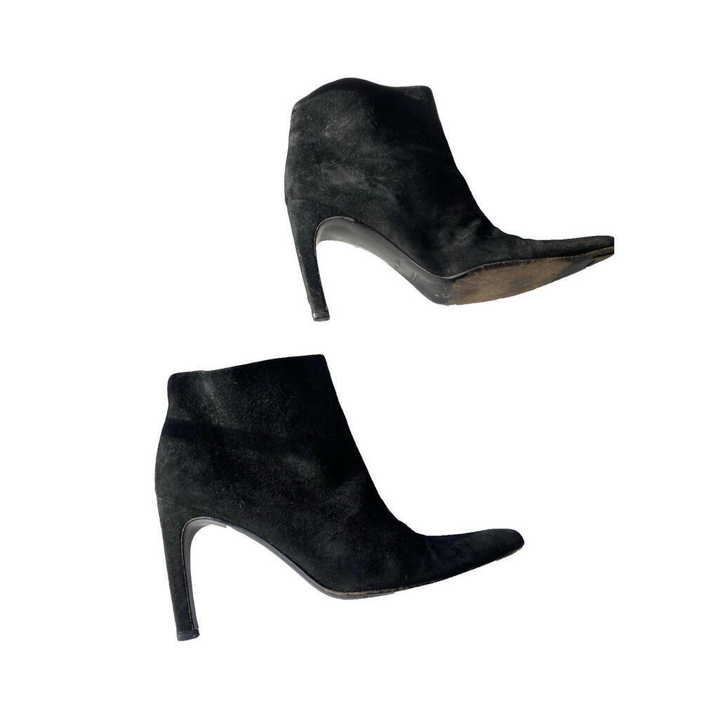 Gucci Black Suede Pointed Toe Bootie Heels 7.5/37.5 Pull On - Picture 2 of 9